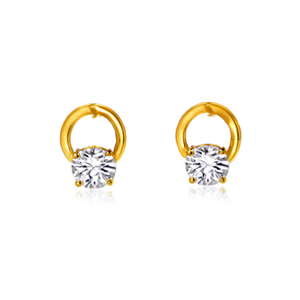 <b>Crystal</b> <b>Earrings</b> 316L Stainless Steel PVD Gold Plating Sustainable Resistant Hoop <b>Studs</b> - Product Image 2
