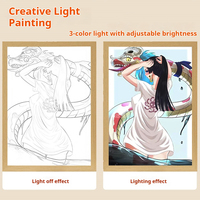 Lámpara de Noche LED 3D con Marco de Acrílico y Madera, Lámpara USB con Diseño de Anime, Decoración para Dormitorio, Lámpara de Mesa, Regalo para Fanáticos del Anime