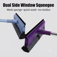 Nettoyeur de vitres télescopique écologique avec tête en éponge TPR, manche en fer EVA, couleur personnalisée pour le nettoyage professionnel des surfaces