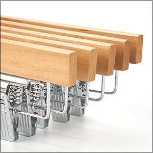 ไม้แขวนกางเกงทำจากไม้ธรรมชาติสีทึบปรับได้2คลิปกันสนิมตะขอสำหรับกระโปรงยีนส์ - Product Image 3