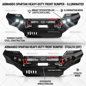 Parachoques Delantero de Acero Negro <span class=keywords><strong>Armando</strong></span> para Ford Ranger T7 T8, Diseño Spartan de Alta Resistencia Todoterreno con Soporte para Cabrestante - Product Image 4