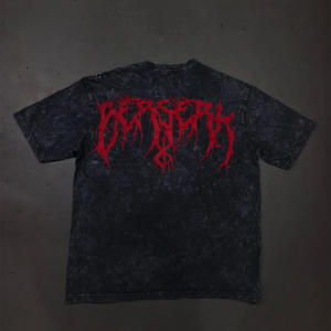 เสื้อยืดโอเวอร์ไซส์ของผู้ชายผ้าฝ้าย100% โอเวอร์ไซส์ซักกรดแบบวินเทจผ้าคอตตอนลดไหล่พิมพ์ลายถนน - Product Image 2