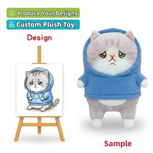 ตุ๊กตาผ้ากำมะหยี่สั่งทำขายส่ง ตุ๊กตาแมวสวมฮู้ดขนาดเล็ก ตุ๊กตาปลอบประโลม ตุ๊กตาโคฟรีเดอร์ ตุ๊กตาสั่งทำ ตุ๊กตาผ้ากำมะหยี่รักษ์โลก - Product Image 1