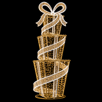 Guirlande lumineuse LED étanche IP65 avec cadre métallique, ruban en PVC et nœuds décoratifs pour boîte cadeau de Noël extérieure