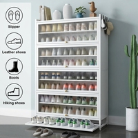 Élégante armoire à chaussures en métal avec porte rabattable et plateau inférieur pour collection de chaussures, meuble à chaussures en métal