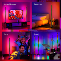 Lampe de sol LED intelligente au design moderne avec éclairage RGB, contrôle musical, construction en aluminium, protection IP20 pour salon