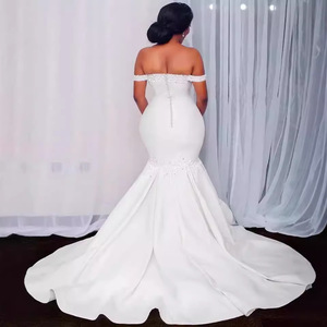 Off Shoulder Mermaid Wedding Dress <b>White</b> <b>Lace</b> Sweetheart Neckline Natural Waistline For African Brides - Product Image 2