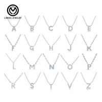 Collier tendance avec initiale en CZ, plaqué argent sterling 925, pendentif alphabet personnalisé pour femme, cadeau d'anniversaire