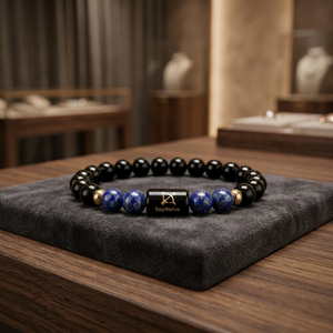 Bracelet en perles Sagittarius, pierre noire, plaqué or, bijoux unisexes, cadeau - Product Image 3