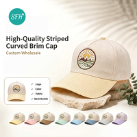 Casquette de baseball à rayures bicolores avec broderie patch, en coton doux, visière incurvée, sangle réglable, unisexe, décontractée, pour l'extérieur