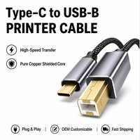 Câble d'imprimante USB 2.0 Type-C en TPE/PVC tressé haute vitesse pour ordinateur portable/PC – Vente en gros, OEM disponible