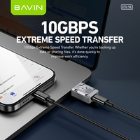BAVIN adaptor USB Tipe c ke Usb 3.1 OTG56, 120W 10Gbps adaptor Usb c betina ke USB a Male Converter pembaca kartu adaptor Otg