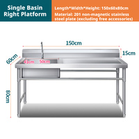 Évier simple autonome en acier inoxydable épaissi avec panneau de contrôle de drainage pour îlot de cuisine commercial extérieur et restaurant