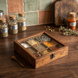 2025 Kitchen Top Eco-Friendly High Quality Elegant Sheesham Wood Masala Organizer Compartments for Daily <b>Spice</b> Storage Use - Product Image 2