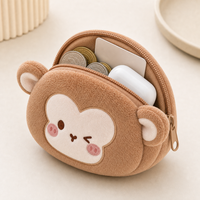 Porte-monnaie en peluche singe mignon, pochette douce en peluche, sac à monnaie de dessin animé, cadeau pour étudiants