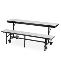 Banc multifonctionnel mobile avec dossier, extensible en tables et chaises pour les cantines scolaires