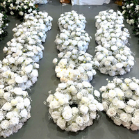 Bunga Mawar Pernikahan Babys-Breath Sutra Buatan, Dekorasi Meja Mewah Warna Putih, Rangkaian Lilin Model JD-B-126