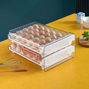 Multi-Layer Roll Down Injection-Molded Rectangle Food Egg Dispenser Organizer <b>Storage</b> <b>Container</b> Plastic for Refrigerator - Product Image 2