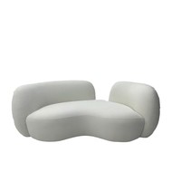 Ensemble de canapé trois places sectionnel moderne italien tissu de flanelle incurvé avec plateau doré en acier inoxydable en forme de pois pour le salon