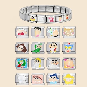 Bracelets à breloques italiens personnalisés avec logo, motifs de personnages de dessins animés et d'anime, compatibles avec les perles en acier inoxydable de 9 mm, pour la création de bijoux DIY, cadeaux - Product Image 1