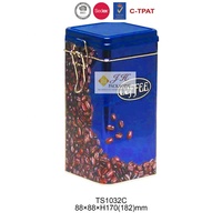 Boîte de rangement vintage carrée en fer blanc JH pour café, thé, chocolat, bonbons et snacks