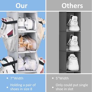8 Shelf Hanging <b>Shoe</b> Rack Grey Hook Type Closet Organizer for <b>Shoes</b> <b>Storage</b> Bedroom Use - Product Image 3
