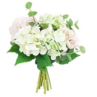 Bunga Hydrangea Buatan Panjang 30cm Grosir, Buket Daun Eucalyptus Campuran