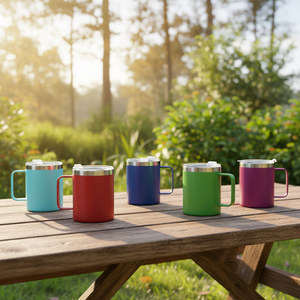 แก้วกาแฟแบบพกพาผนังสองชั้นขนาด 12/14/24 ออนซ์ พร้อมโลโก้สั่งทำพิเศษ แก้วน้ำสแตนเลสขนาด 16 ออนซ์ พร้อมหูจับและฝาปิด - Product Image 5