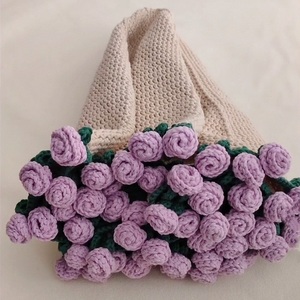 Ready-to-stock Hand-woven <b>Rose</b> Bouquet Blanket for Crocheted Lily of the Valley and Daisy Flowers, Home Decor, and Holiday Gifts - Product Image 6
