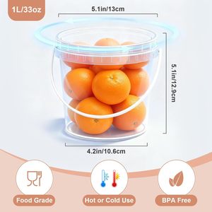 Seau hermétique de qualité alimentaire, rond, en plastique transparent, avec couvercle, pour noix, yaourt, bonbons, confiture - Product Image 3