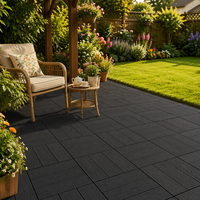 Dalles de terrasse WPC 30x30cm, à emboîter soi-même, aspect bois rainuré, revêtement de sol extérieur étanche et résistant aux termites pour jardin, balcon, patio