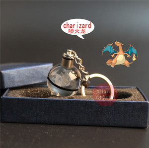 Vente en gros de porte-clés en cristal Charizard K9 de 30 mm avec LED pour cadeau d'enfant - Product Image 3