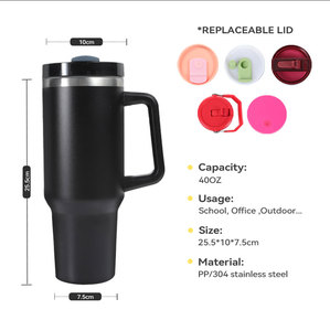 Bottiglia da 40oz con Manico, Tazza da Caffè Termica in Acciaio Inox con Cannucce, Thermos Isolato Portatile - Product Image 3