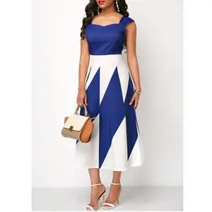 Yaz sıcak satış Slim Fit parti kadınlar için yüksek bel renkli A-line orta uzunlukta elbise