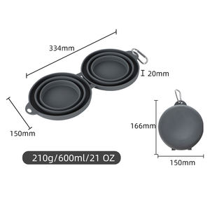 Novo Design <span class=keywords><strong>2025</strong></span> Tigela Dobrável Portátil de <span class=keywords><strong>Silicone</strong></span> 2 em 1 para Ração e Alimentação de Animais de Estimação 21oz - Product Image 6