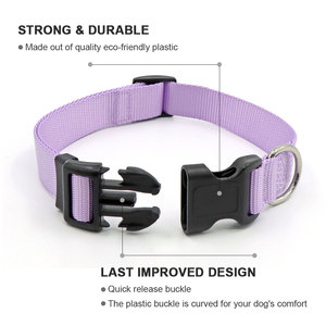 Solid Purple Nylon <b>Dog</b> <b>Collar</b> Adjustable Buckle Closure Simple Style All Seasons for <b>Dogs</b> - Product Image 3