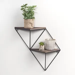 Estantería de pared de Metal y madera ecológica, triangular, geométrico, flotante, para sala de estar