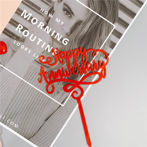 ท็อปเปอร์เค้กอะคริลิค น้ำผึ้งและความหวาน สุขสันต์วันครบรอบ สีทอง สีโรสโกลด์ สีแดง สีเงิน ของตกแต่งงานวันเกิด งานแต่งงาน - Product Image 2