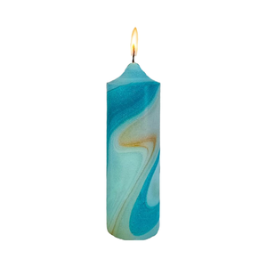 Clocher en marbre bleu Bougies de pilier non parfumées coniques de 6 pouces à la main Grandes bougies pour la décoration de la maison de vacances Noël Halloween - Product Image 1