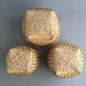 Panier en bambou tressé artisanal, ensemble de 3, organisateur de rangement naturel, ensemble décoratif, fabrication au Vietnam - Product Image 5