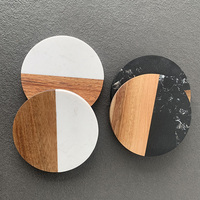 Sous-verres en marbre et bois en gros, sous-verres créatifs en pierre, tapis isolants thermiques, plateau à thé et café, porte-gobelets en bois et marbre