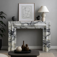 Ensemble de cheminée en marbre Calacatta Viola de style luxueux et naturel pour villa, salon, hôtel, décoration intérieure