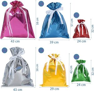 Sacs d'emballage en feuille <span class=keywords><strong>de</strong></span> Noël Joyeux Noël Cadeau Sacs en plastique Sacs à cordon pour emballage - Product Image 3