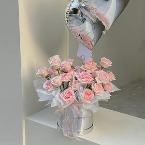 Kotak Bunga Bulat Dua Buah Set Kemasan Bunga Grosir 2024 untuk Toko Bunga Hari Valentine - Product Image 3