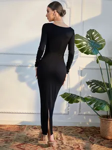 Nouvelles Arrivées OEM 2026 – <span class=keywords><strong>Robe</strong></span> <span class=keywords><strong>Longue</strong></span> <span class=keywords><strong>Moulante</strong></span> Écologique Unie pour Femme, Élégante et Décontractée pour l'Été, Manches Longues, Idéale pour les Fêtes - Product Image 4