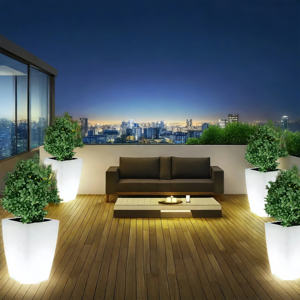 Grand <span class=keywords><strong>pot</strong></span> <span class=keywords><strong>de</strong></span> <span class=keywords><strong>fleurs</strong></span> d'extérieur en plastique à LED avec vase <span class=keywords><strong>lumineux</strong></span> pour plantes Pots <span class=keywords><strong>de</strong></span> <span class=keywords><strong>fleurs</strong></span> et jardinières au sol modernes - Product Image 5