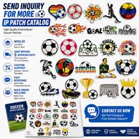 Patch brodé thermocollant ou à coudre en fer pour enfants, thème football, but, joueur, ballon, crampons, trophée, couronne, vente en gros