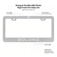 BOLONG Cadre de plaque d'immatriculation en plastique ABS noir, norme américaine, très populaire, avec logo personnalisé imprimé, support de plaque de voiture américaine, pièce de décoration automobile