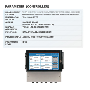 ระบบโมดูลาร์แบบรวมหลายพารามิเตอร์ (pH/ORP/ค่าการนำไฟฟ้า) หน้าจอสัมผัส LCD ขนาด 7 นิ้ว ระดับ IP65 ผลิตในจีน OEM - Product Image 4