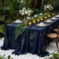 Nappe à imprimé de branches botaniques, couverture de table vintage à motifs de brindilles végétales pour banquets de mariage, hôtels, restaurants et décoration de tables d'événements